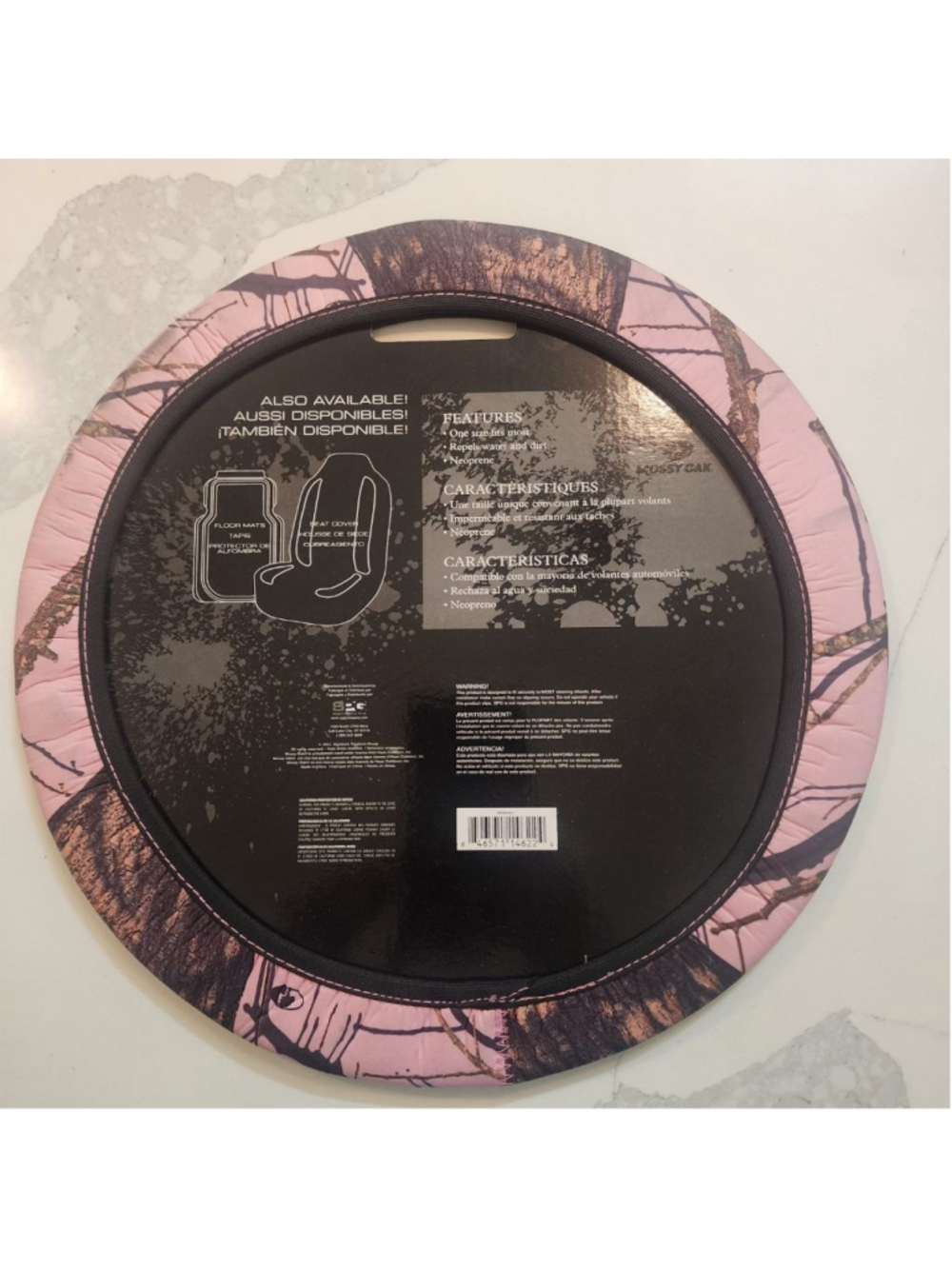 Mossy Oak Pink Brown Camo Steering Wheel Cover One Size. New in Packaging.